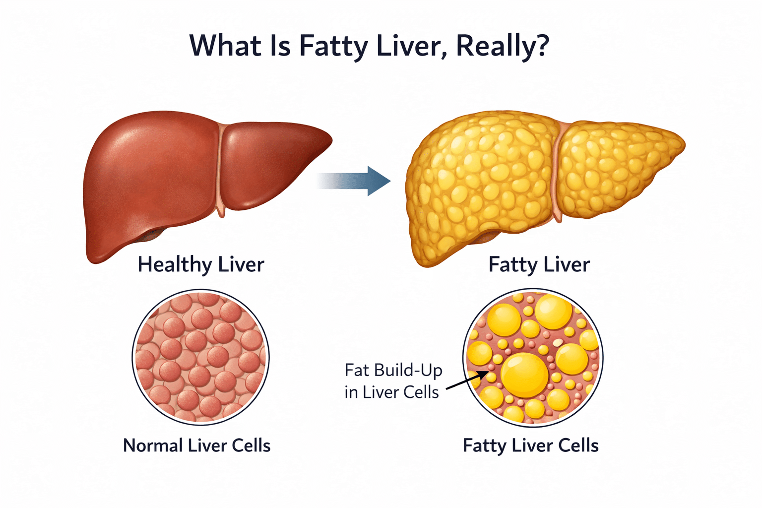 healthy vs fatty liver comparison showing fat buildup in liver cells during rapid weight loss fatty liver discussion